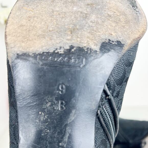Coach Gretal Signature Slim Heeled Square Toe Ankle Bootie Boots Black Size 9 B - Picture 13 of 16
